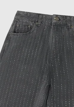 Rhinestone Mom Jeans - Washed Grey^Manière De Voir Clearance