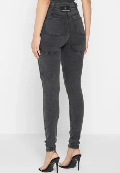Ribbed Biker Skinny Jeans - Washed Black^Manière De Voir Discount