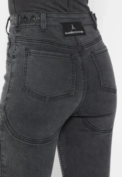 Ribbed Biker Skinny Jeans - Washed Black^Manière De Voir Discount