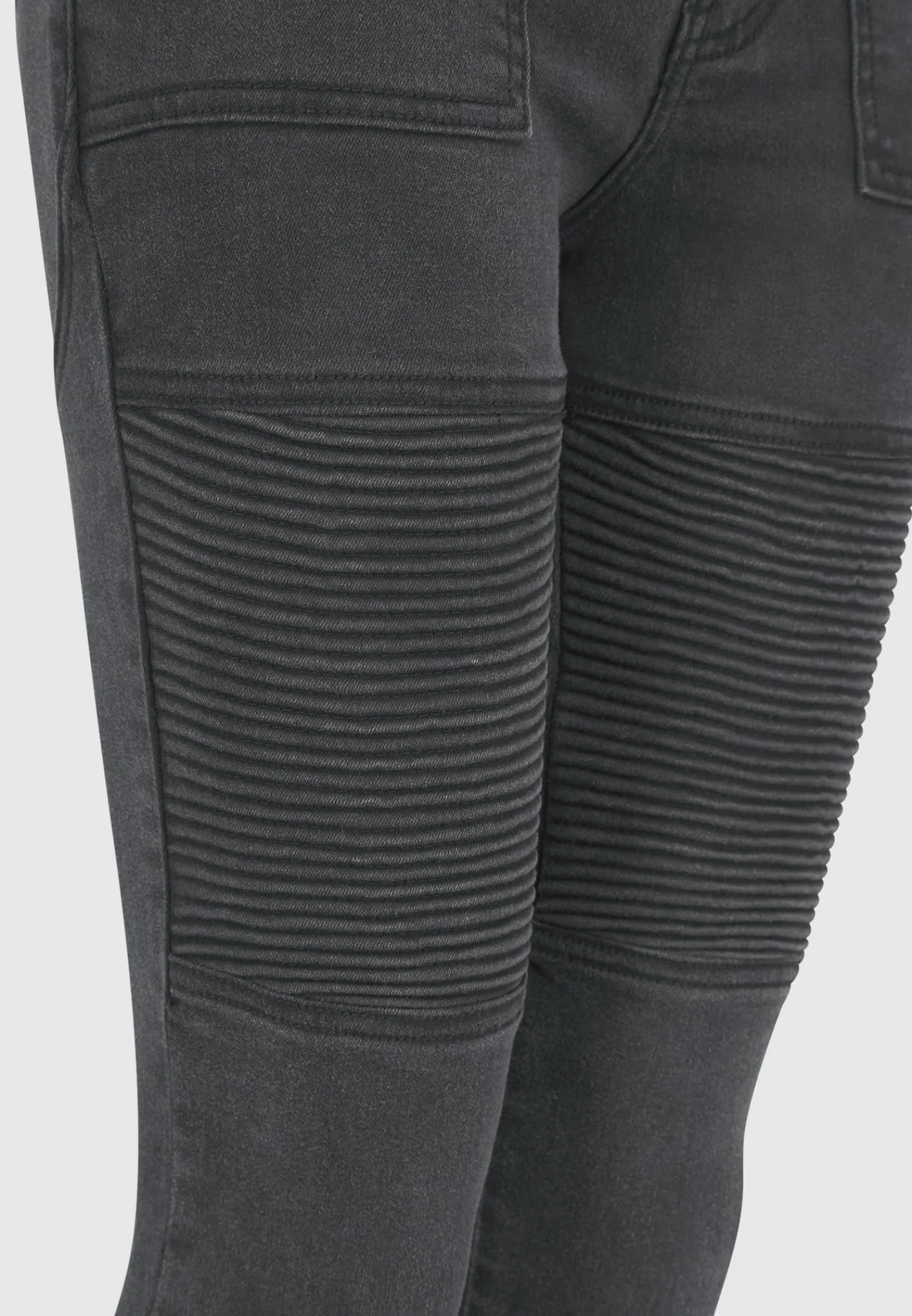 Ribbed Biker Skinny Jeans - Washed Black^Manière De Voir Discount