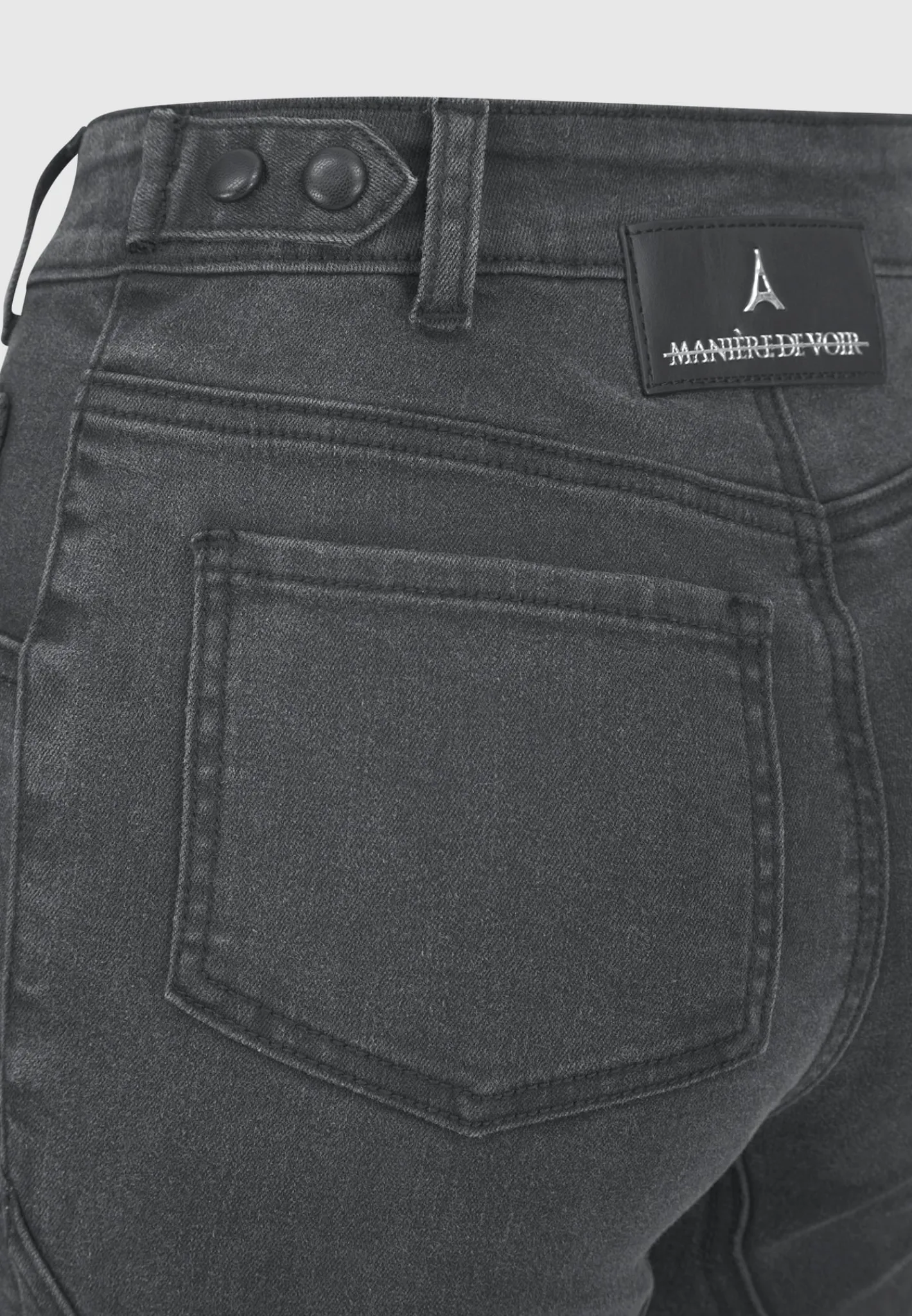 Ribbed Biker Skinny Jeans - Washed Black^Manière De Voir Discount