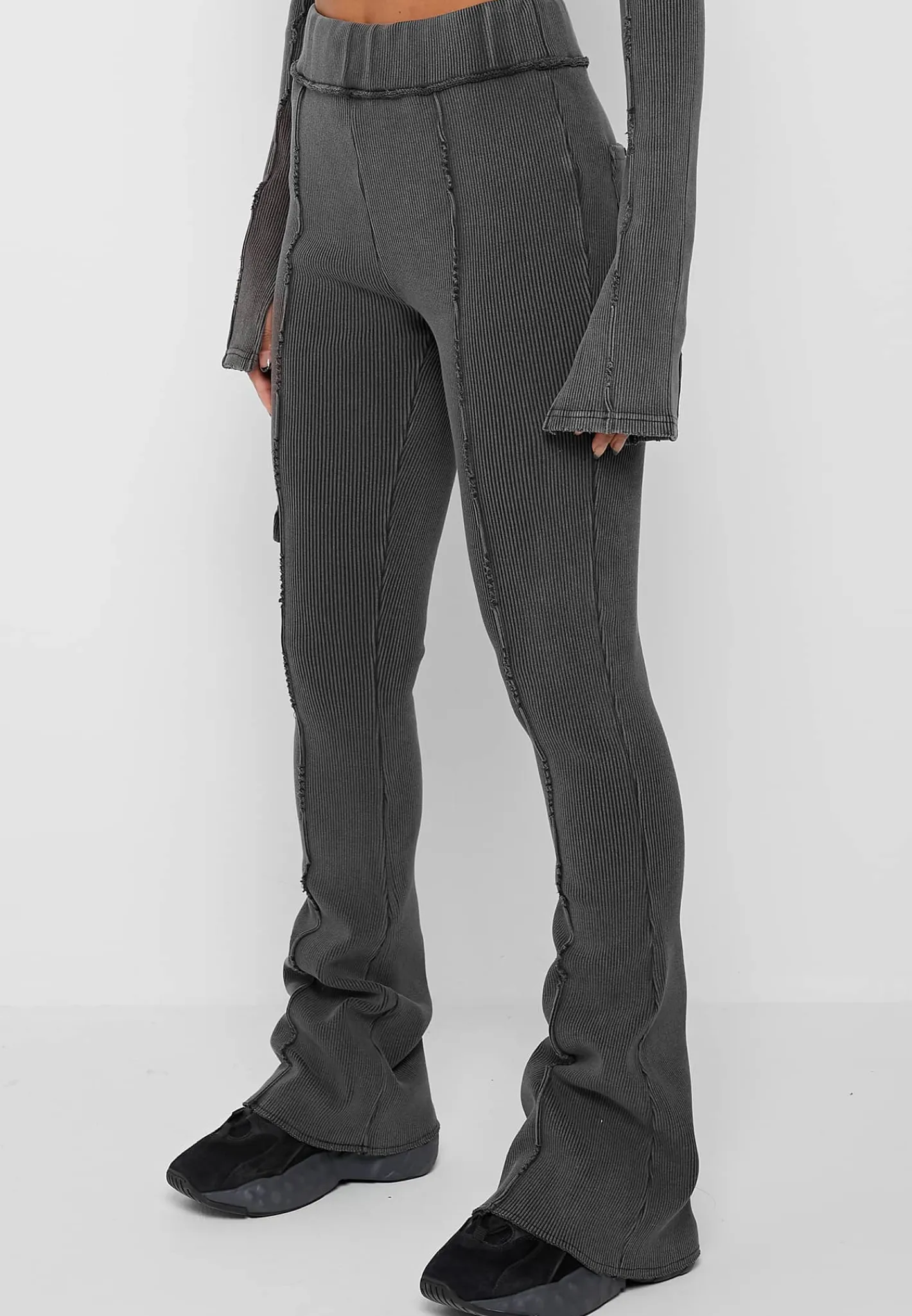 Ribbed Flared Leggings - Washed Grey^Manière De Voir Clearance