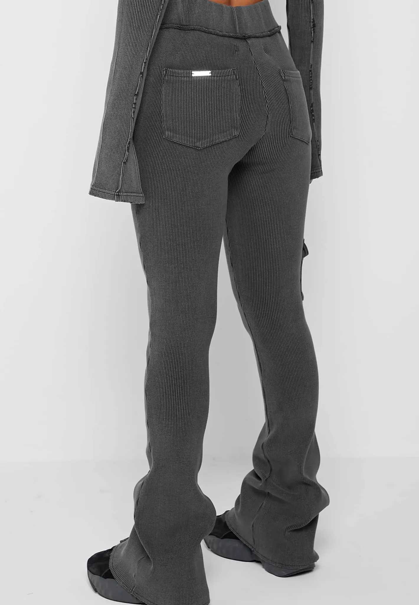 Ribbed Flared Leggings - Washed Grey^Manière De Voir Clearance
