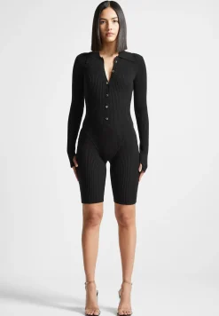 Ribbed Knit Long Sleeve Playsuit -^Manière De Voir Online