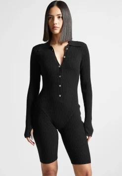 Ribbed Knit Long Sleeve Playsuit -^Manière De Voir Online