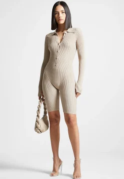 Ribbed Knit Long Sleeve Playsuit -^Manière De Voir Clearance