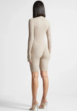 Ribbed Knit Long Sleeve Playsuit -^Manière De Voir Clearance