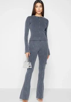 Ribbed Long Sleeve Top - Washed Blue^Manière De Voir Sale
