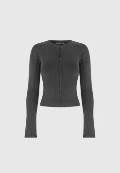 Ribbed Long Sleeve Top - Washed Grey^Manière De Voir Best