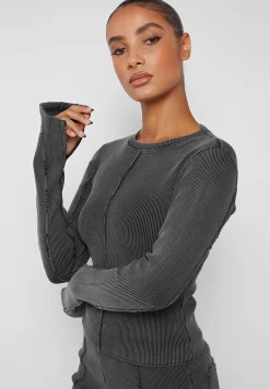 Ribbed Long Sleeve Top - Washed Grey^Manière De Voir Best