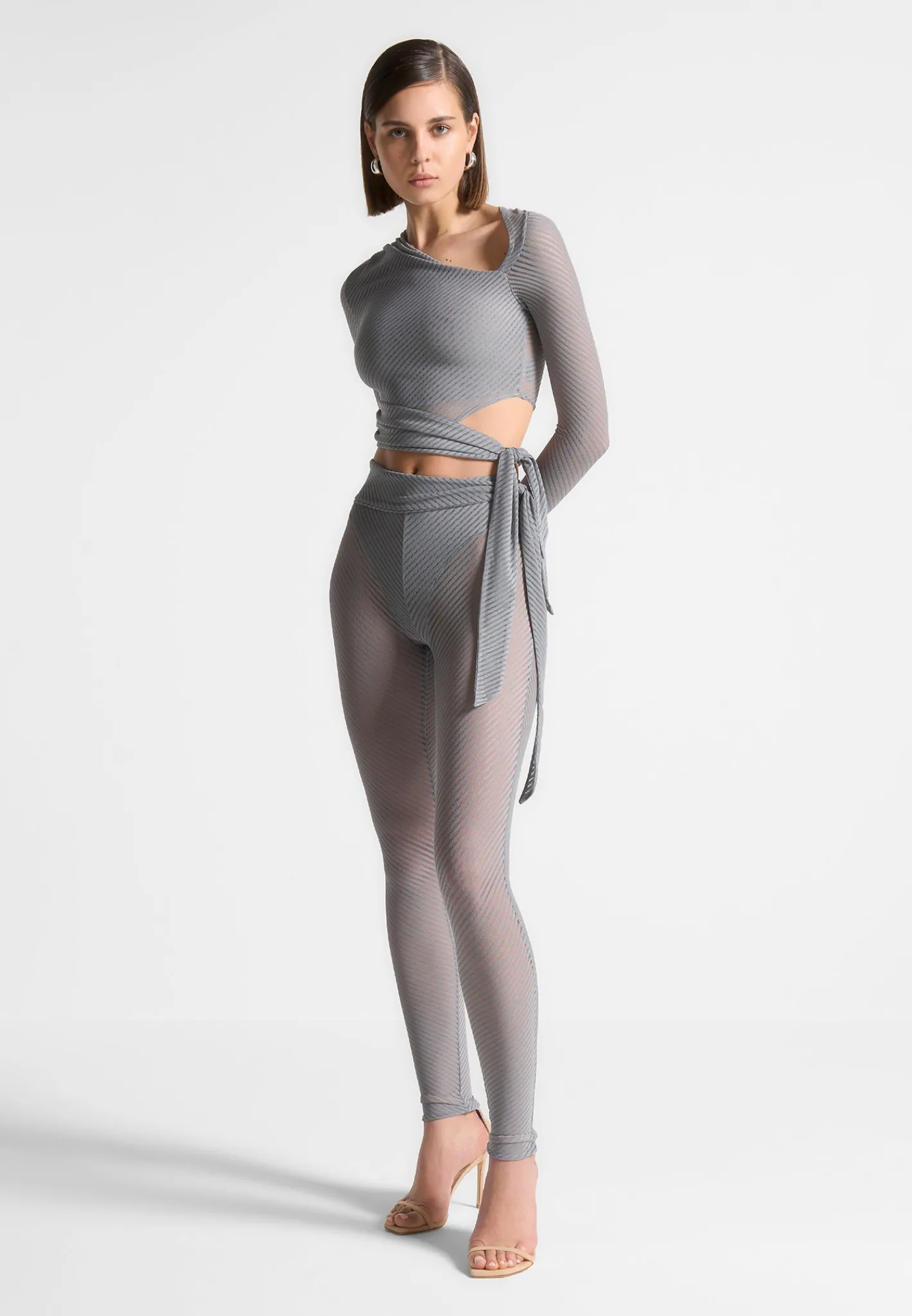 Ribbed Sheer Leggings with Tie -^Manière De Voir Clearance