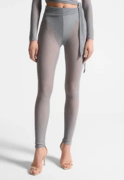 Ribbed Sheer Leggings with Tie -^Manière De Voir Clearance