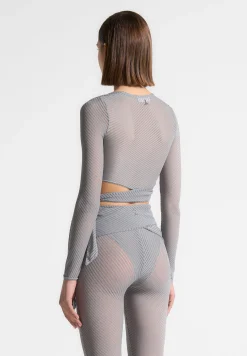 Ribbed Sheer Top with Tie -^Manière De Voir Discount