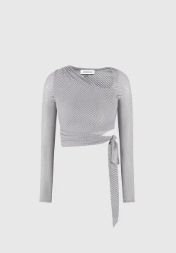 Ribbed Sheer Top with Tie -^Manière De Voir Discount