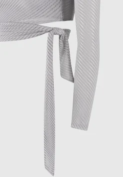 Ribbed Sheer Top with Tie -^Manière De Voir Discount