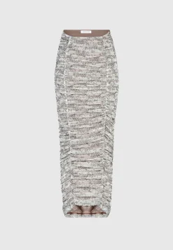Ruched Lace Asymmetric Midaxi Skirt - Off White^Manière De Voir Discount