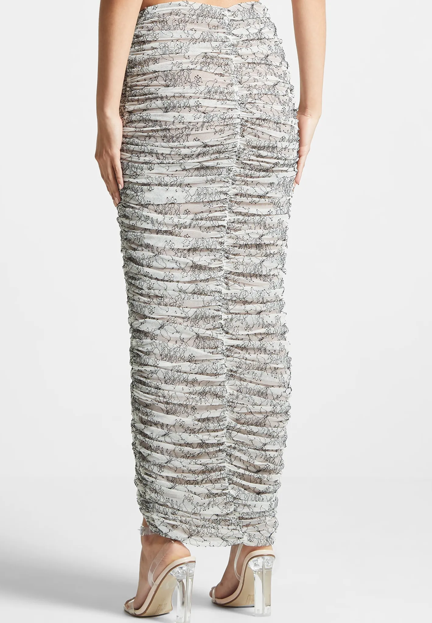 Ruched Lace Asymmetric Midaxi Skirt - Off White^Manière De Voir Discount