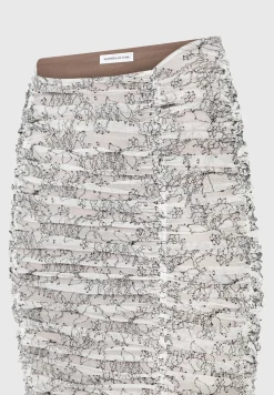 Ruched Lace Asymmetric Midaxi Skirt - Off White^Manière De Voir Discount