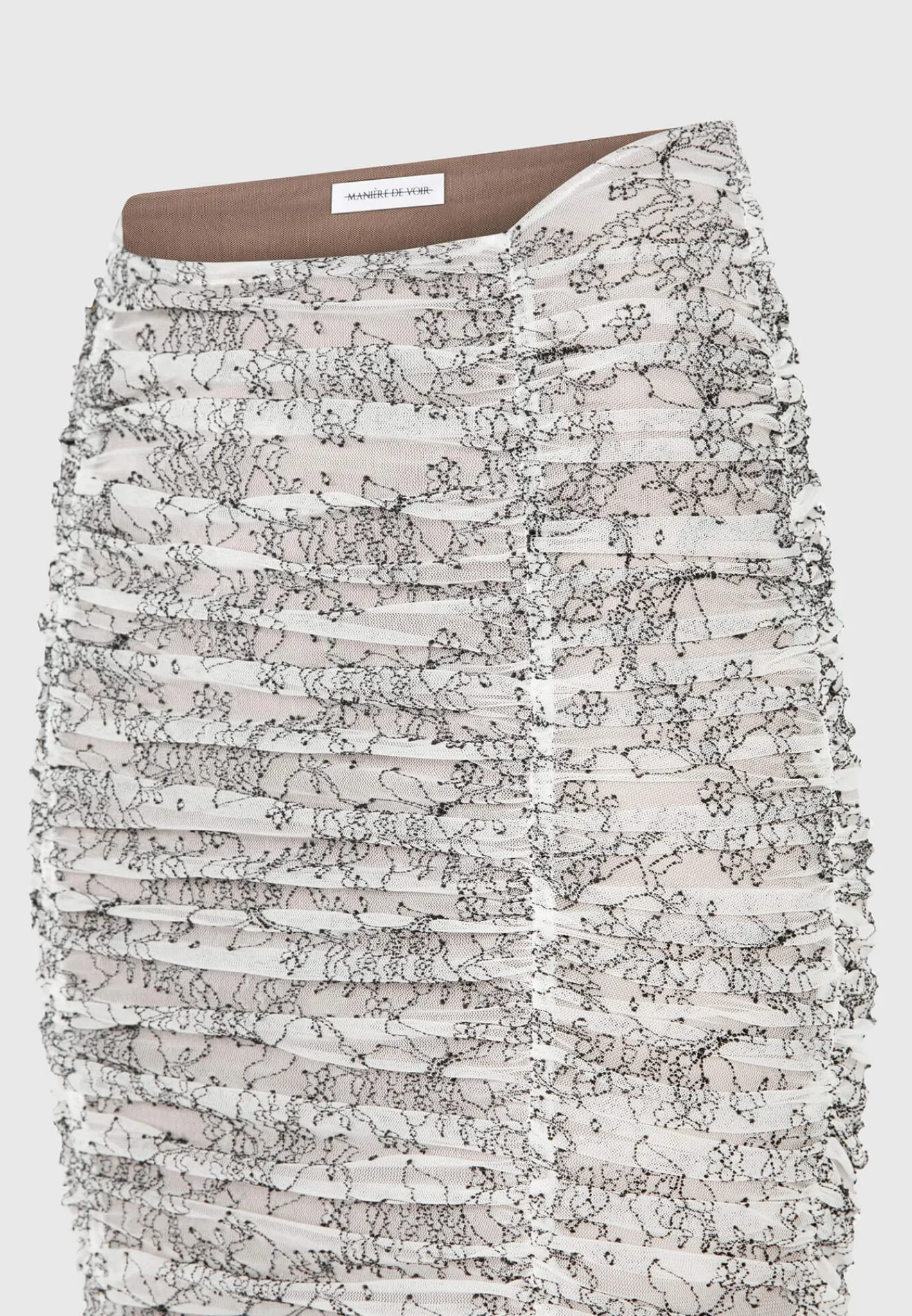 Ruched Lace Asymmetric Midaxi Skirt - Off White^Manière De Voir Discount