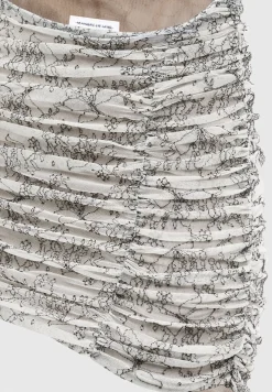 Ruched Lace Asymmetric Mini Skirt - Off White^Manière De Voir Clearance