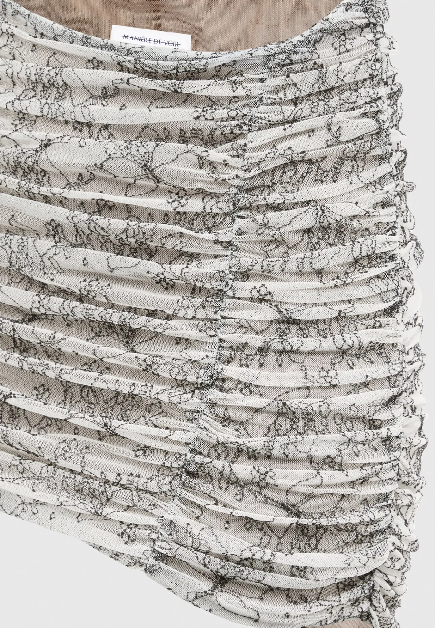 Ruched Lace Asymmetric Mini Skirt - Off White^Manière De Voir Clearance