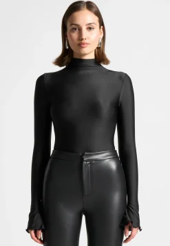Ruffle Cuff Mock Neck Bodysuit -^Manière De Voir Discount