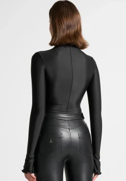 Ruffle Cuff Mock Neck Bodysuit -^Manière De Voir Discount