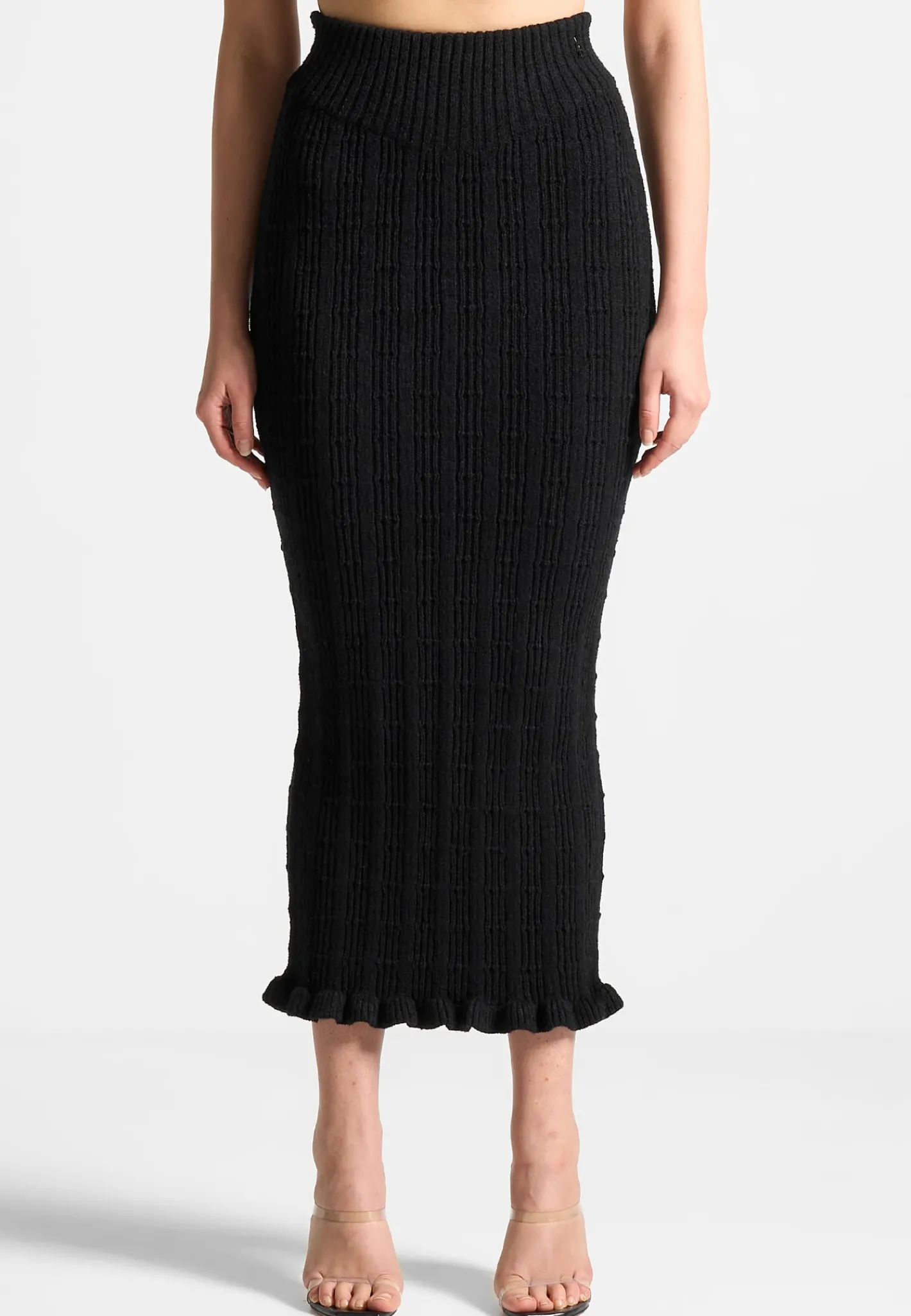 Ruffle Hem Ribbed Knit Midaxi Skirt -^Manière De Voir Discount