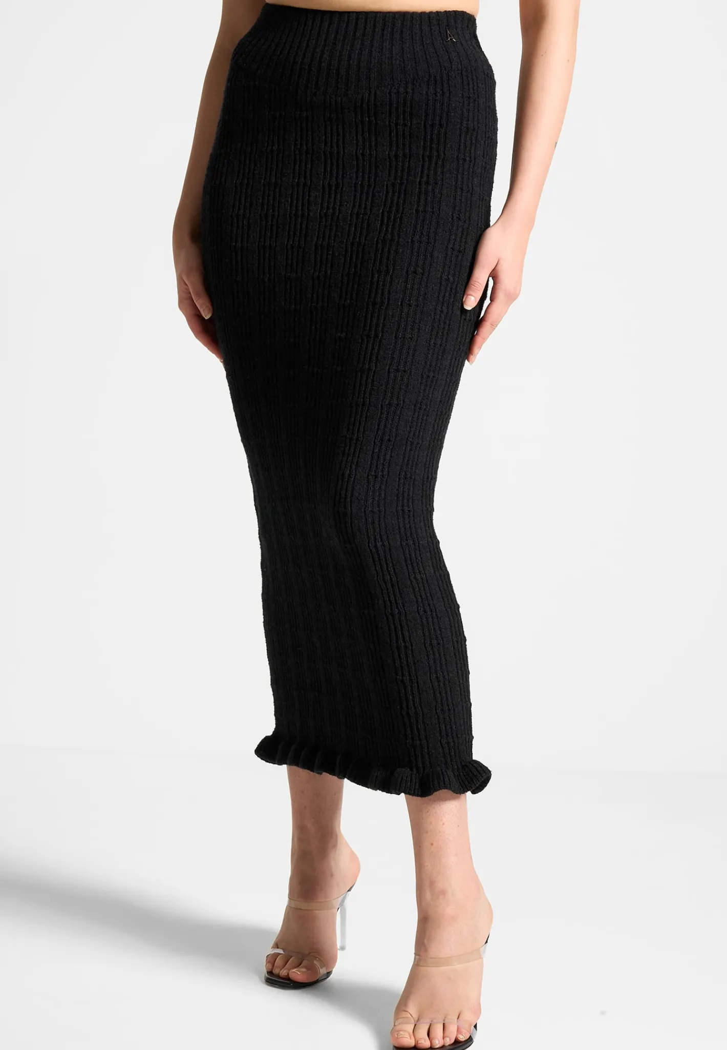 Ruffle Hem Ribbed Knit Midaxi Skirt -^Manière De Voir Discount