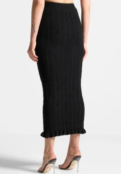 Ruffle Hem Ribbed Knit Midaxi Skirt -^Manière De Voir Discount