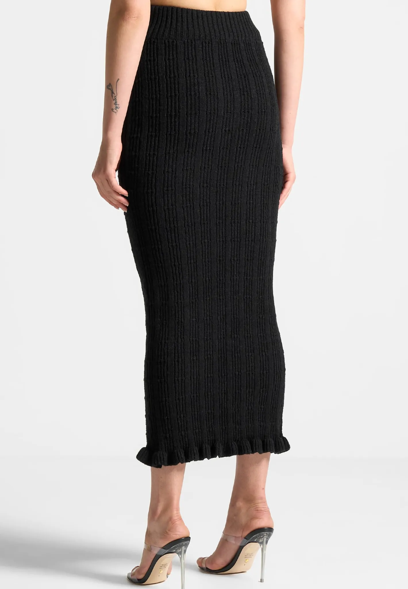 Ruffle Hem Ribbed Knit Midaxi Skirt -^Manière De Voir Discount