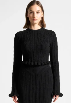 Ruffle Hem Ribbed Knit Top -^Manière De Voir New