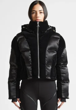 Satin and Velvet Puffer Jacket -^Manière De Voir New