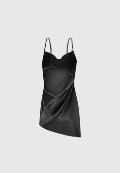 Satin Embellished Open Back Mini Dress -^Manière De Voir Sale