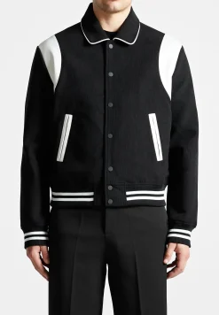 Satin Panel Corduroy Varsity Jacket -^Manière De Voir Clearance
