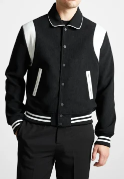Satin Panel Corduroy Varsity Jacket -^Manière De Voir Clearance