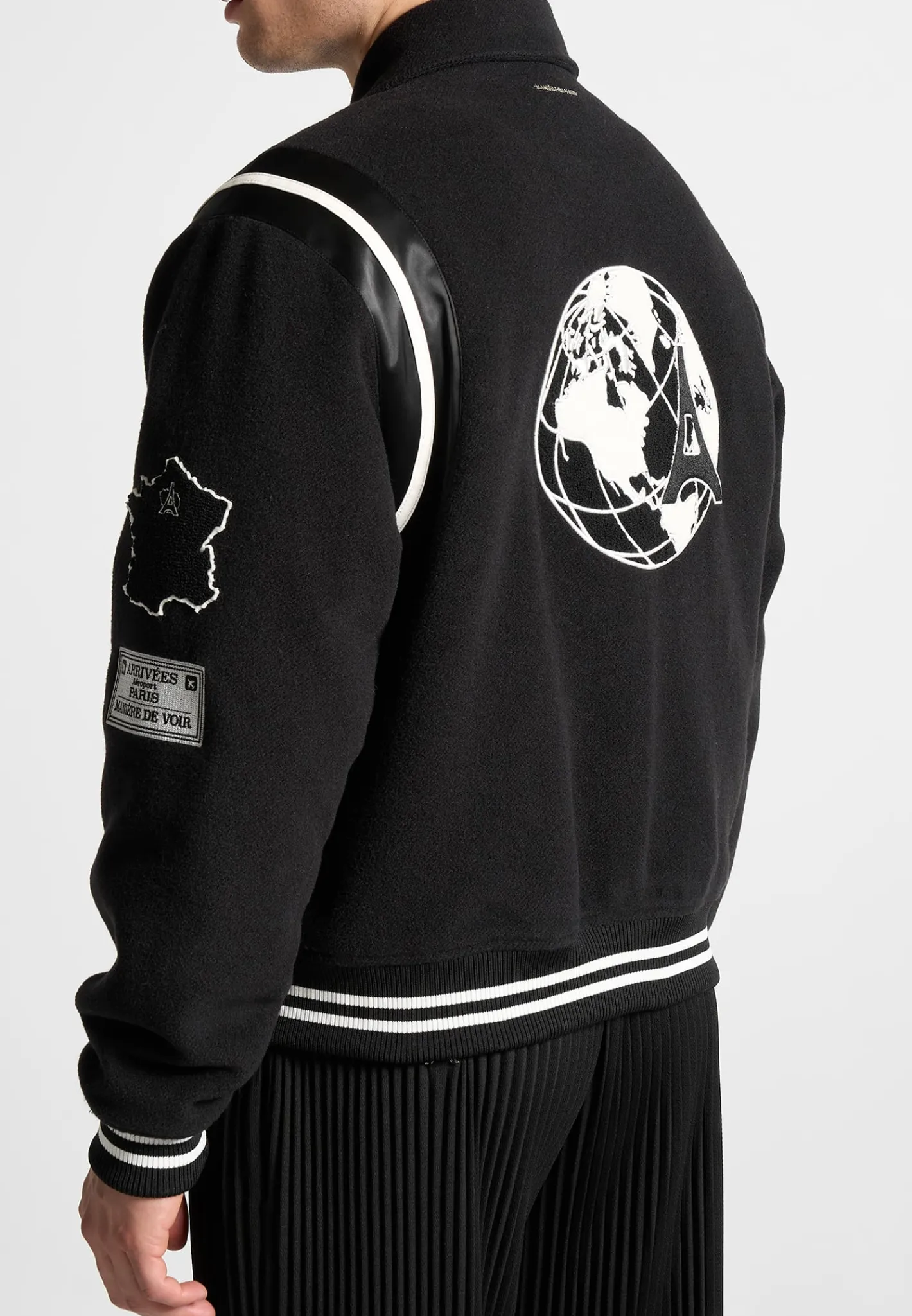 Satin Panel Eiffel Varsity Jacket -^Manière De Voir Sale