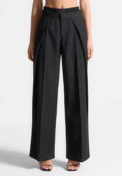 Satin Waistband Pinstripe Trousers -^Manière De Voir Discount