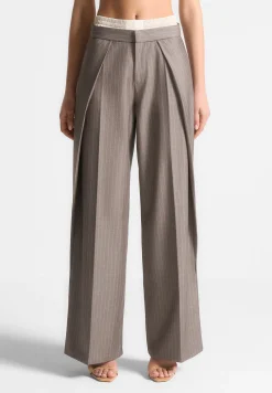 Satin Waistband Pinstripe Trousers -^Manière De Voir New