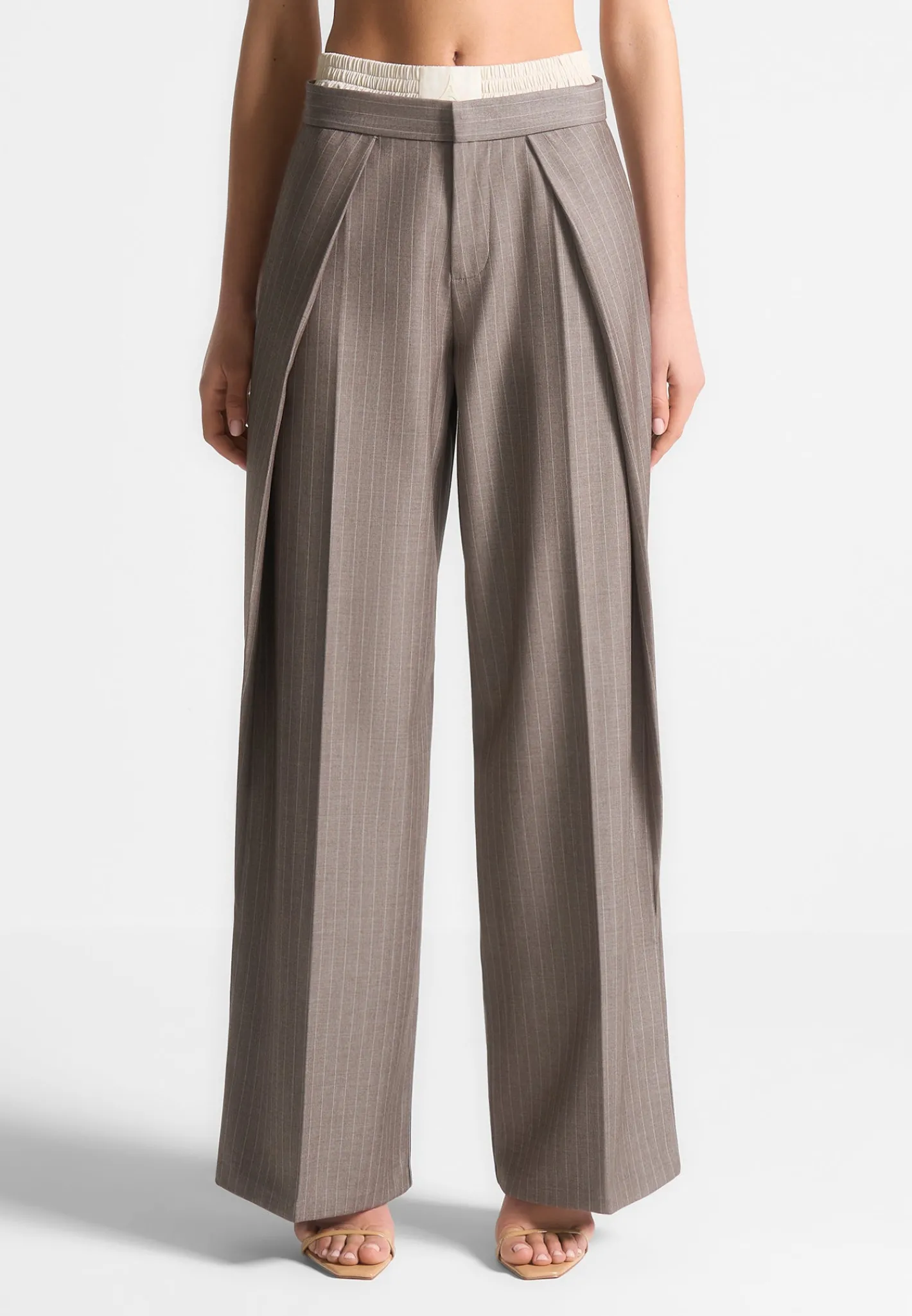 Satin Waistband Pinstripe Trousers -^Manière De Voir New