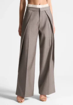 Satin Waistband Pinstripe Trousers -^Manière De Voir New