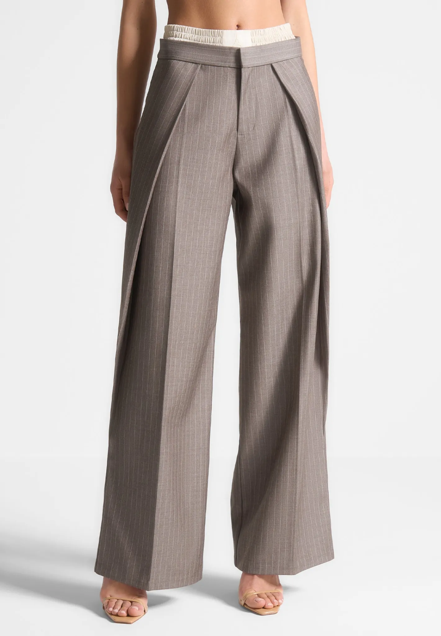 Satin Waistband Pinstripe Trousers -^Manière De Voir New