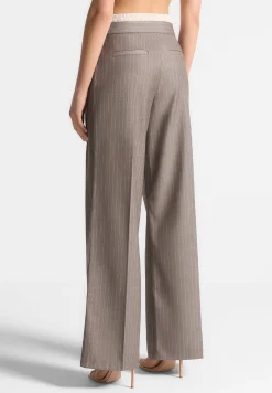 Satin Waistband Pinstripe Trousers -^Manière De Voir New