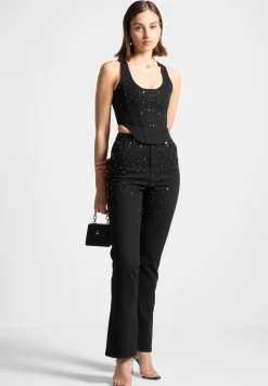 Scattered Rhinestone Denim Corset Top -^Manière De Voir Online