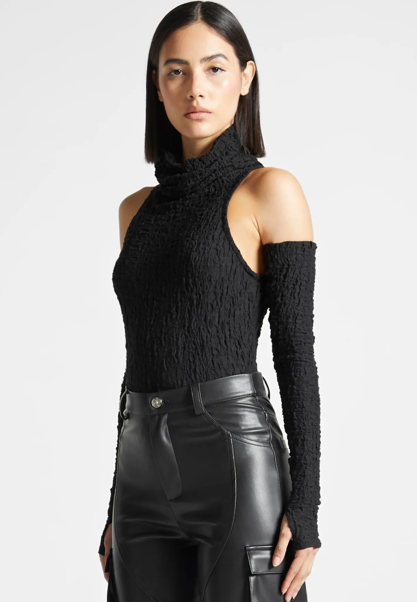 Seersucker Cowl Neck Bodysuit -^Manière De Voir Clearance