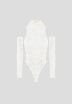 Seersucker Cowl Neck Bodysuit -^Manière De Voir Sale