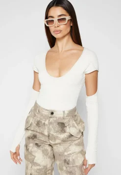 Shirred Cut Out Bodysuit - Off White^Manière De Voir Hot