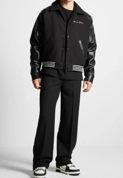 Signature Vegan Leather Raglan Varsity Jacket -^Manière De Voir New