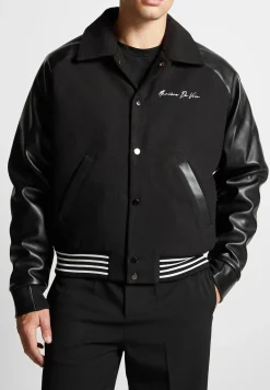 Signature Vegan Leather Raglan Varsity Jacket -^Manière De Voir New