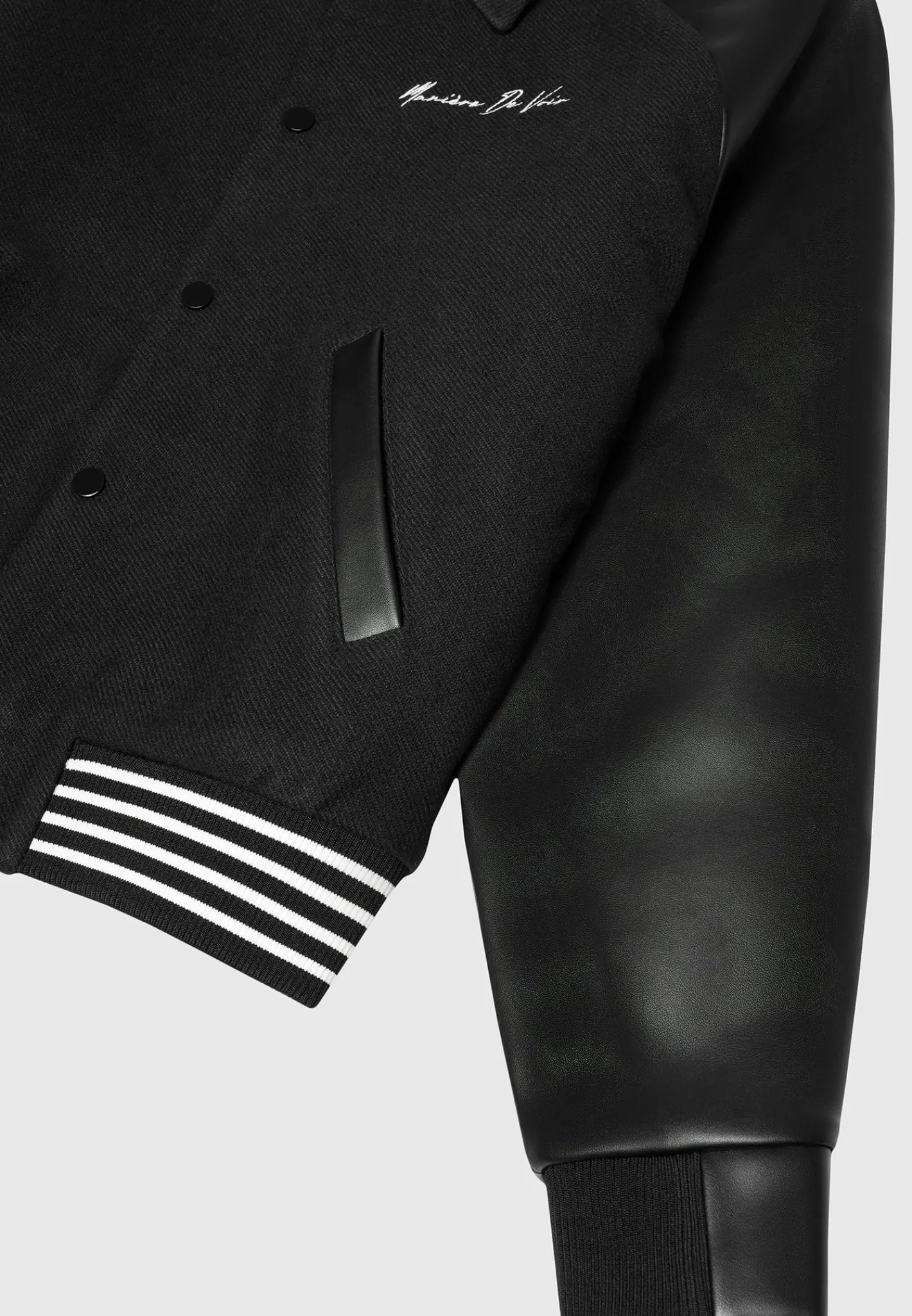 Signature Vegan Leather Raglan Varsity Jacket -^Manière De Voir New